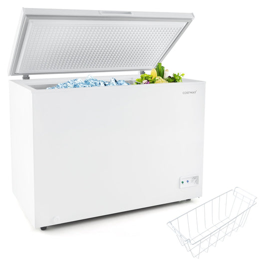 Compact Deep Freezer with 7-Level Adjustable Temperature and Removable Basket, White