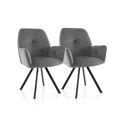 Set of 2 Swivel Accent Arm Chairs with Metal Legs and Wide Back, Gray Accent Chairs at Gallery Canada
