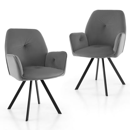 Set of 2 Swivel Accent Arm Chairs with Metal Legs and Wide Back, Gray Accent Chairs at Gallery Canada