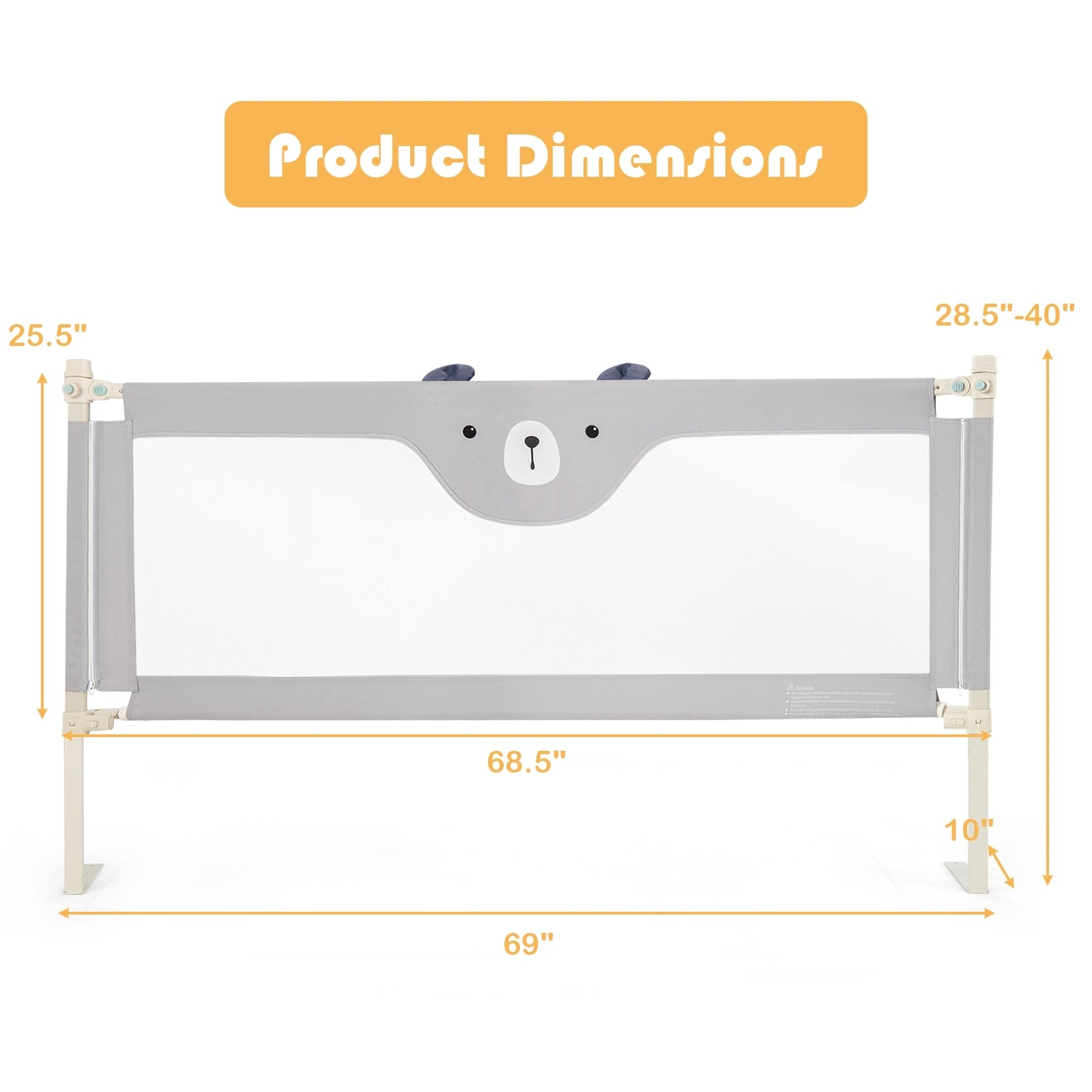 Vertical Lifting Baby Bedrail Guard, Lock-M, Gray Bed Rails at Gallery Canada