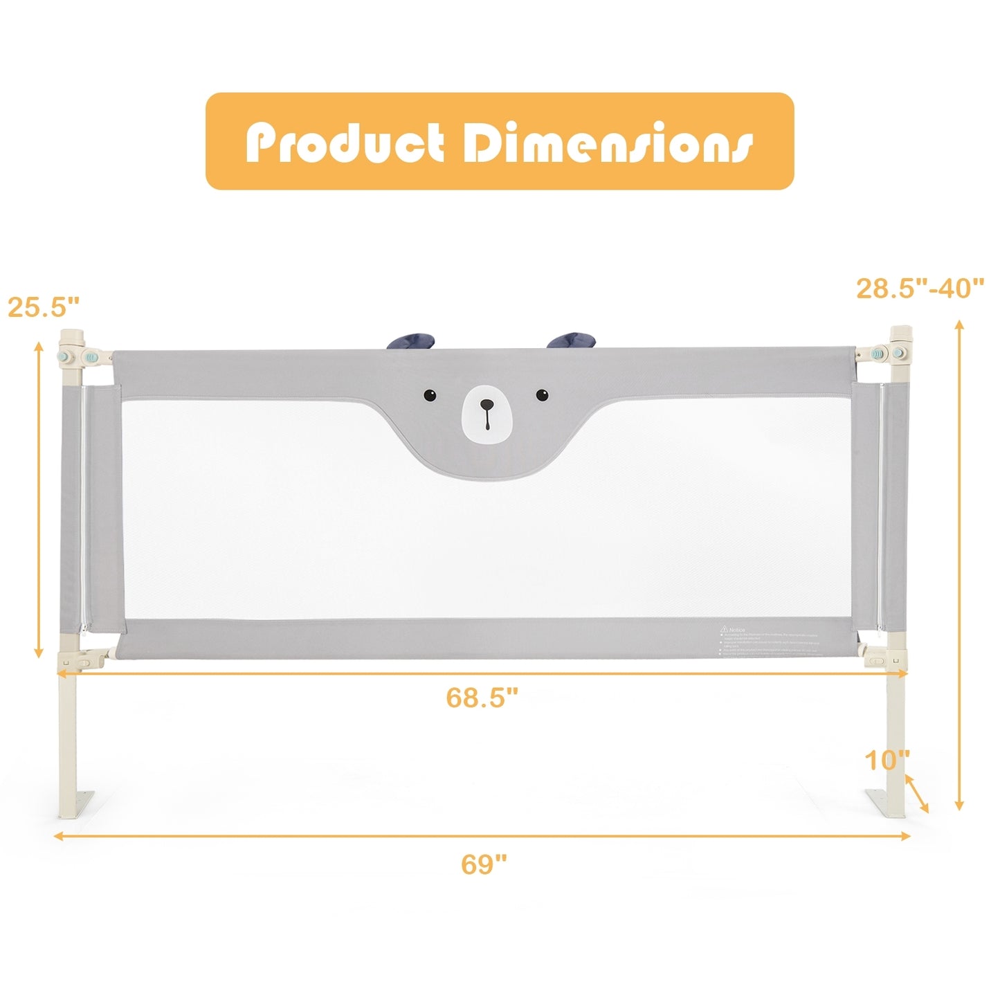 Vertical Lifting Baby Bedrail Guard, Lock-M, Gray Bed Rails at Gallery Canada