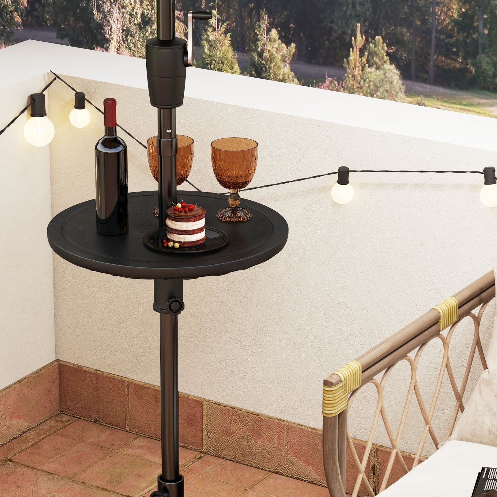 20 Inches Outdoor Adjustable Umbrella Table with 1.5 Inches Umbrella Hole, Black Outdoor Umbrella Bases at Gallery Canada