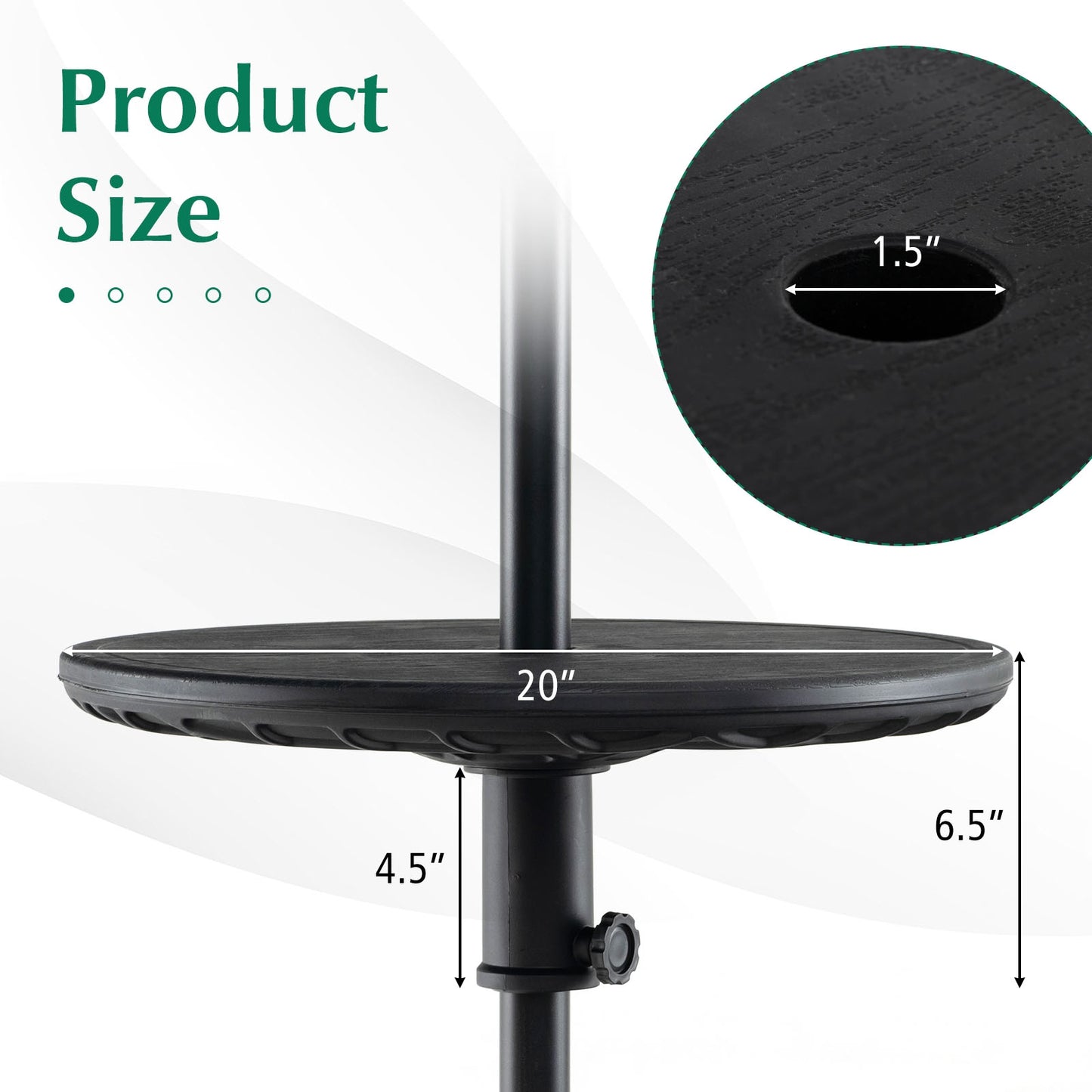 20 Inches Outdoor Adjustable Umbrella Table with 1.5 Inches Umbrella Hole, Black Outdoor Umbrella Bases at Gallery Canada