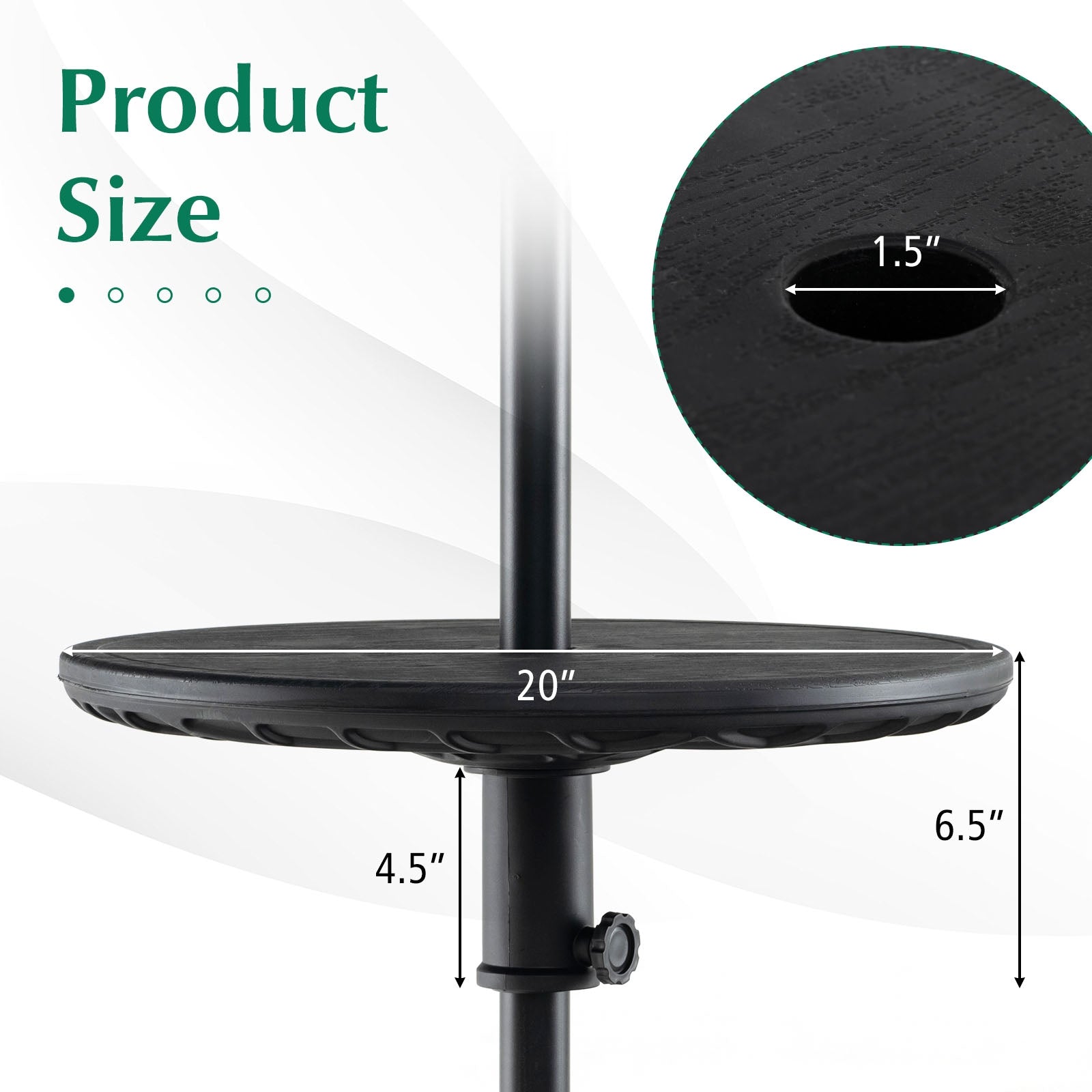 20 Inches Outdoor Adjustable Umbrella Table with 1.5 Inches Umbrella Hole, Black Outdoor Umbrella Bases at Gallery Canada