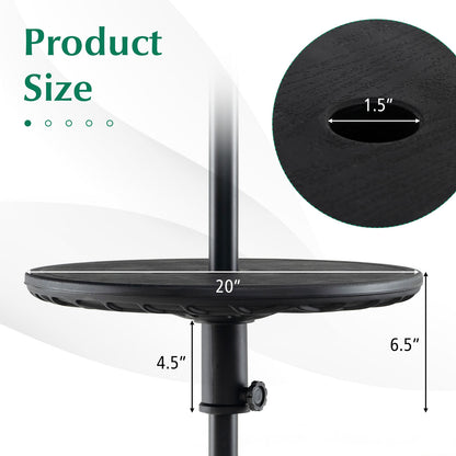 20 Inches Outdoor Adjustable Umbrella Table with 1.5 Inches Umbrella Hole, Black Outdoor Umbrella Bases at Gallery Canada
