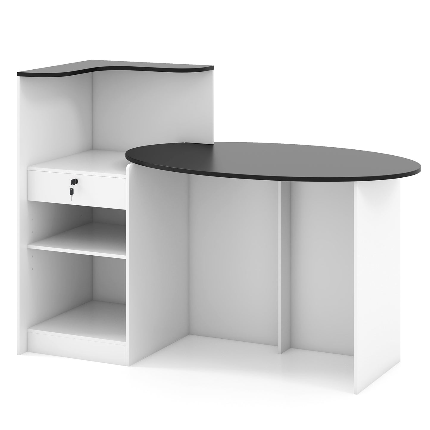 Modern Reception Desk, Oval Tabletop, Black Computer Desks Black at Gallery Canada