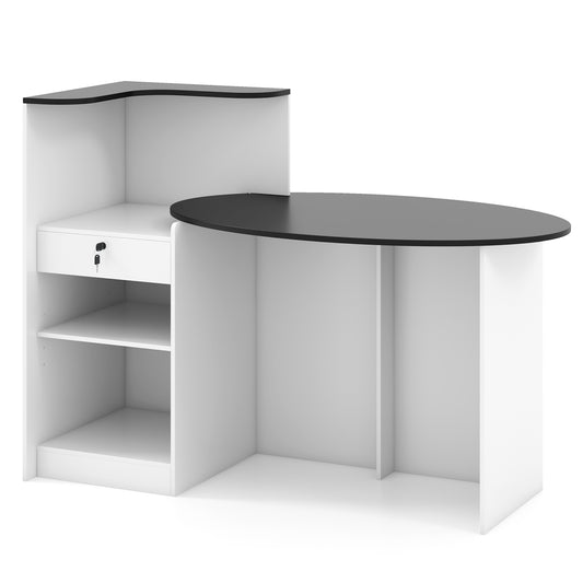 Modern Reception Desk, Oval Tabletop, Black