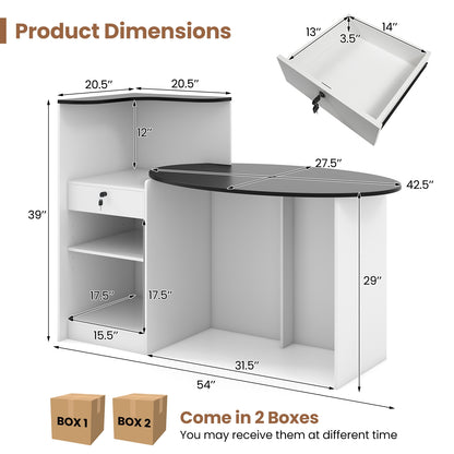 Modern Reception Desk Front Counter Desk with Oval Tabletop, Black Computer Desks at Gallery Canada