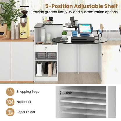 Modern Reception Desk Front Counter Desk with Oval Tabletop, Black Computer Desks at Gallery Canada