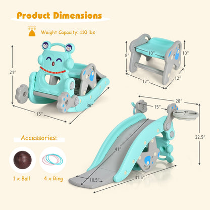 4-in-1 Rocking Horse Slide Set, Blue Climbers & Slides at Gallery Canada