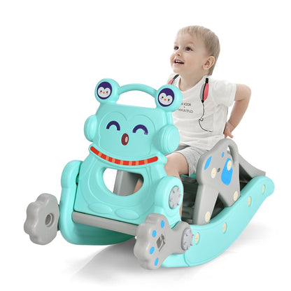 4-in-1 Rocking Horse Slide Set, Blue Climbers & Slides at Gallery Canada