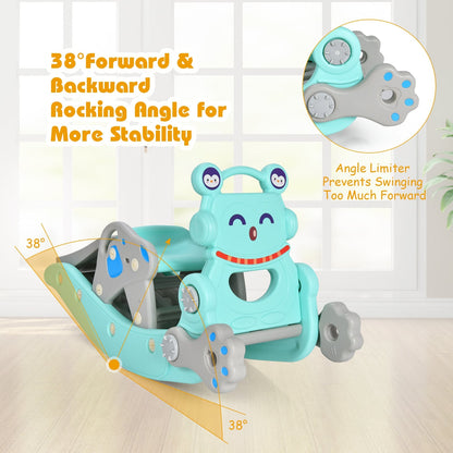 4-in-1 Rocking Horse Slide Set, Blue Climbers & Slides at Gallery Canada