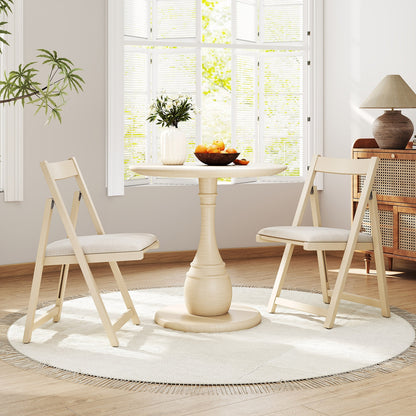 Folding Upholstered Dining Chair Set of 4 with Curved Backrest, Beige Dining Chairs at Gallery Canada