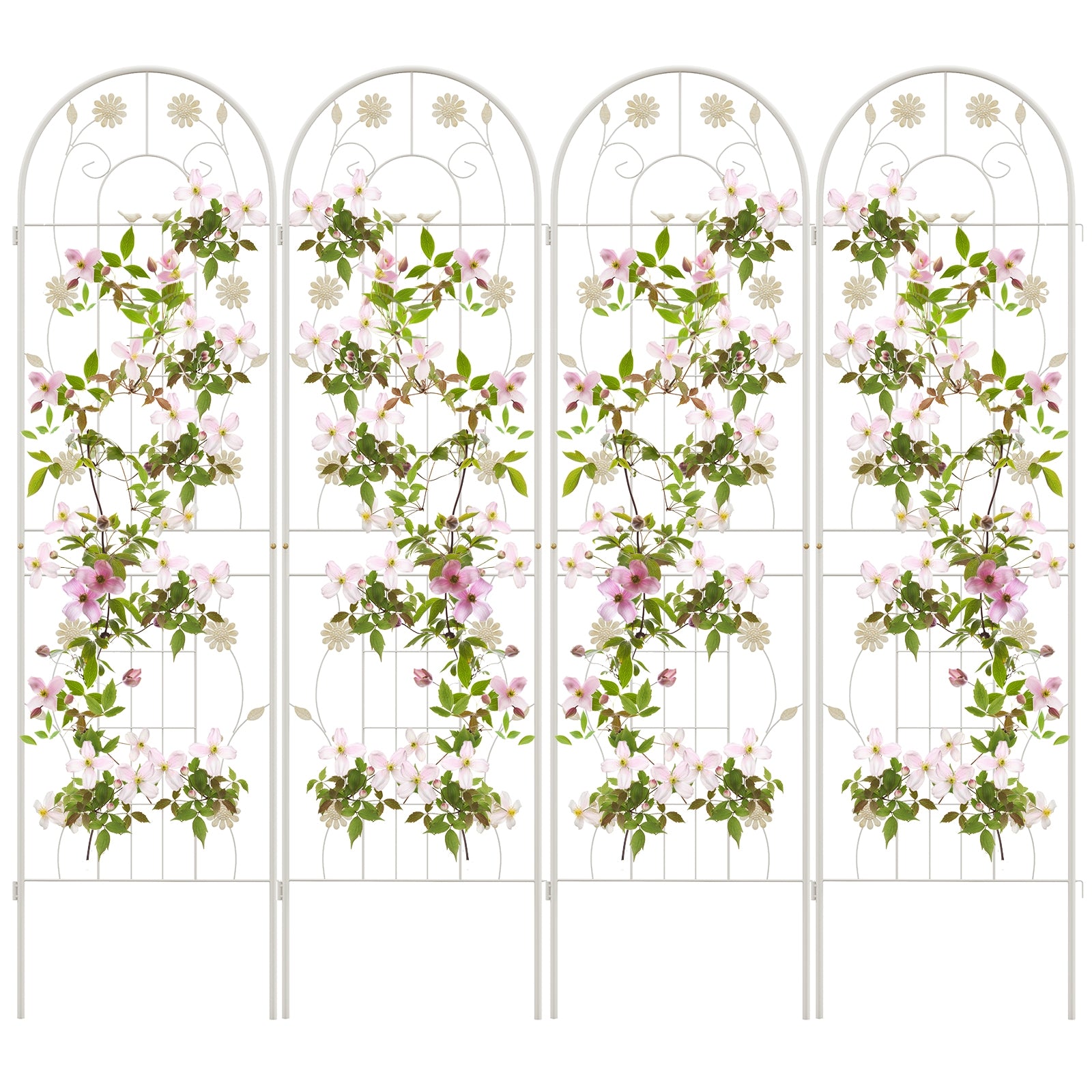 4 Pack 71 x 20 Inches Metal Garden Trellis for Climbing Plants, White Decorative Fencing & Flooring White at Gallery Canada