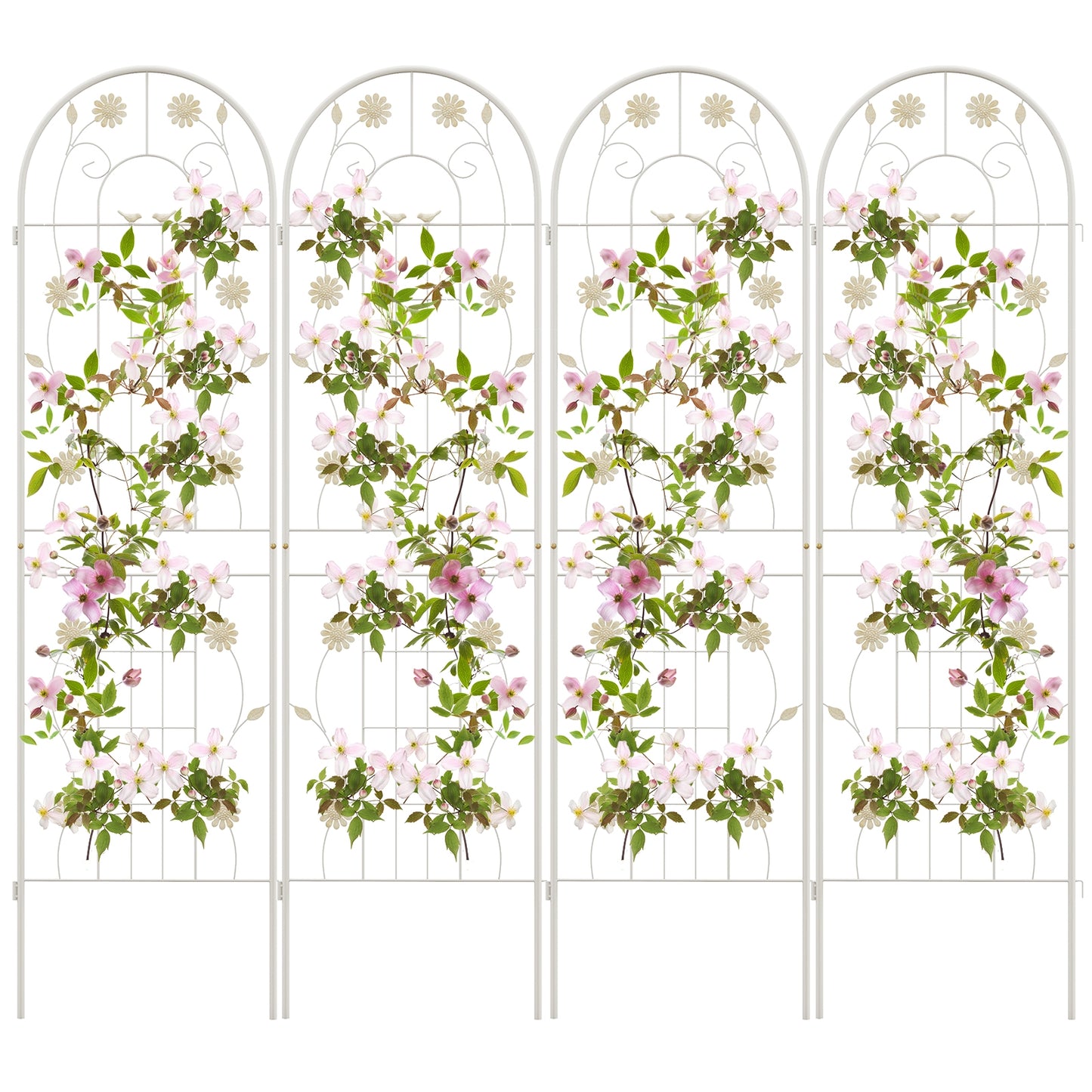4 Pack 71 x 20 Inches Metal Garden Trellis for Climbing Plants, White Decorative Fencing & Flooring White at Gallery Canada
