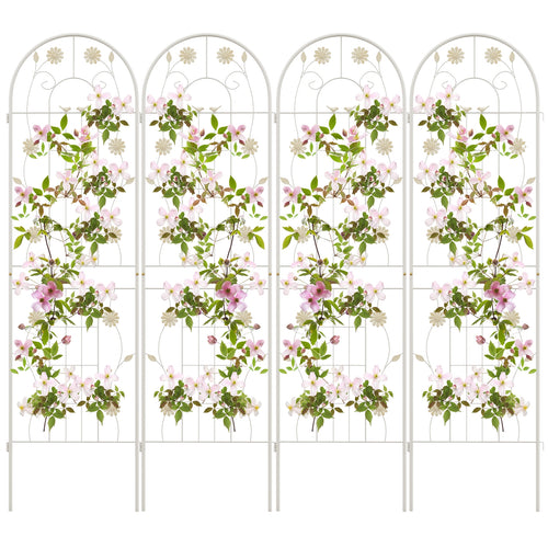 4 Pack 71 x 20 Inches Metal Garden Trellis for Climbing Plants, White