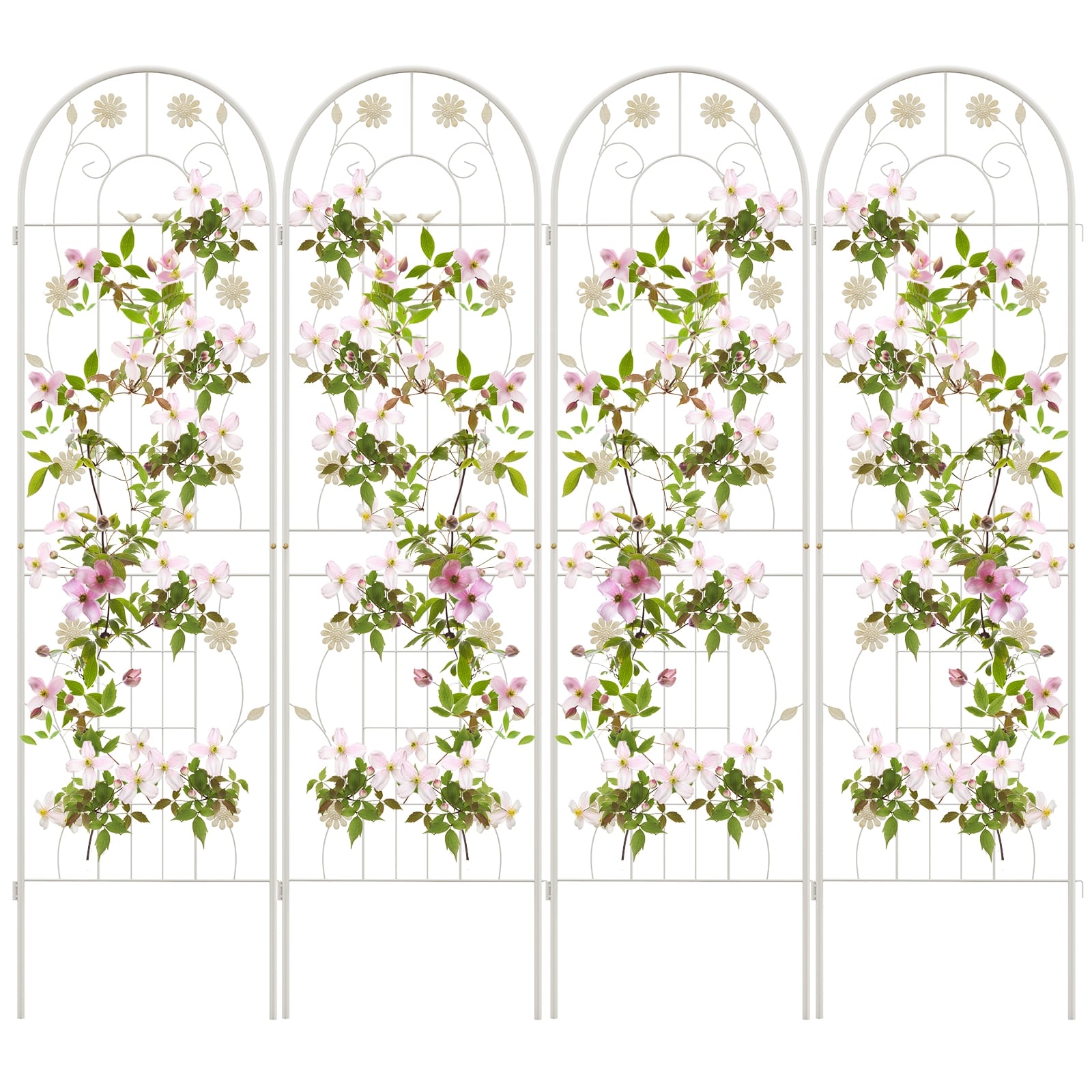 4 Pack 71 x 20 Inches Metal Garden Trellis, White Decorative Fencing & Flooring White at Gallery Canada