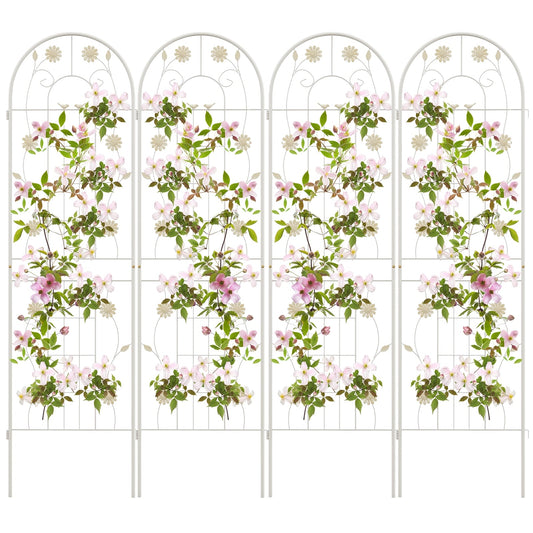 4 Pack 71 x 20 Inches Metal Garden Trellis, White