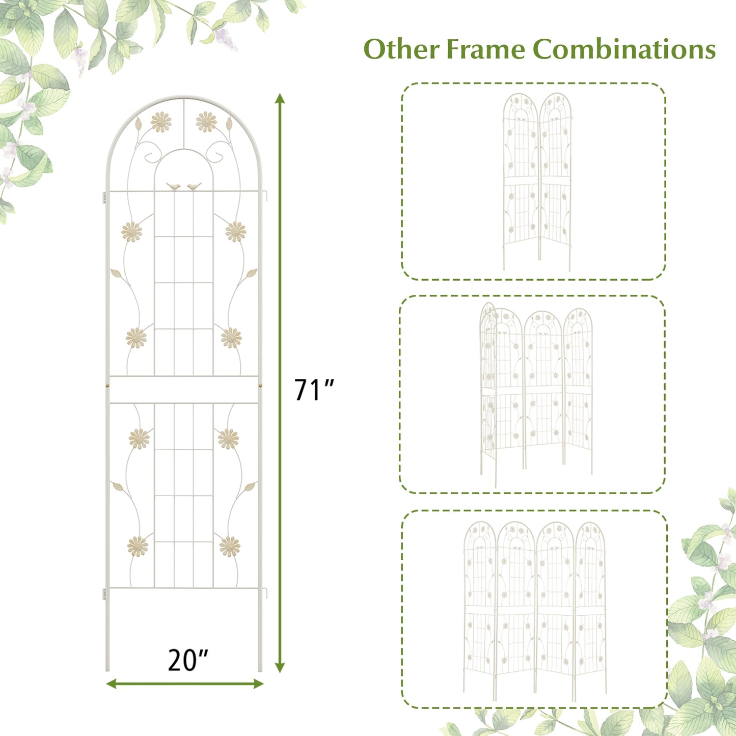 4 Pack 71 x 20 Inches Metal Garden Trellis for Climbing Plants, White Decorative Fencing & Flooring at Gallery Canada