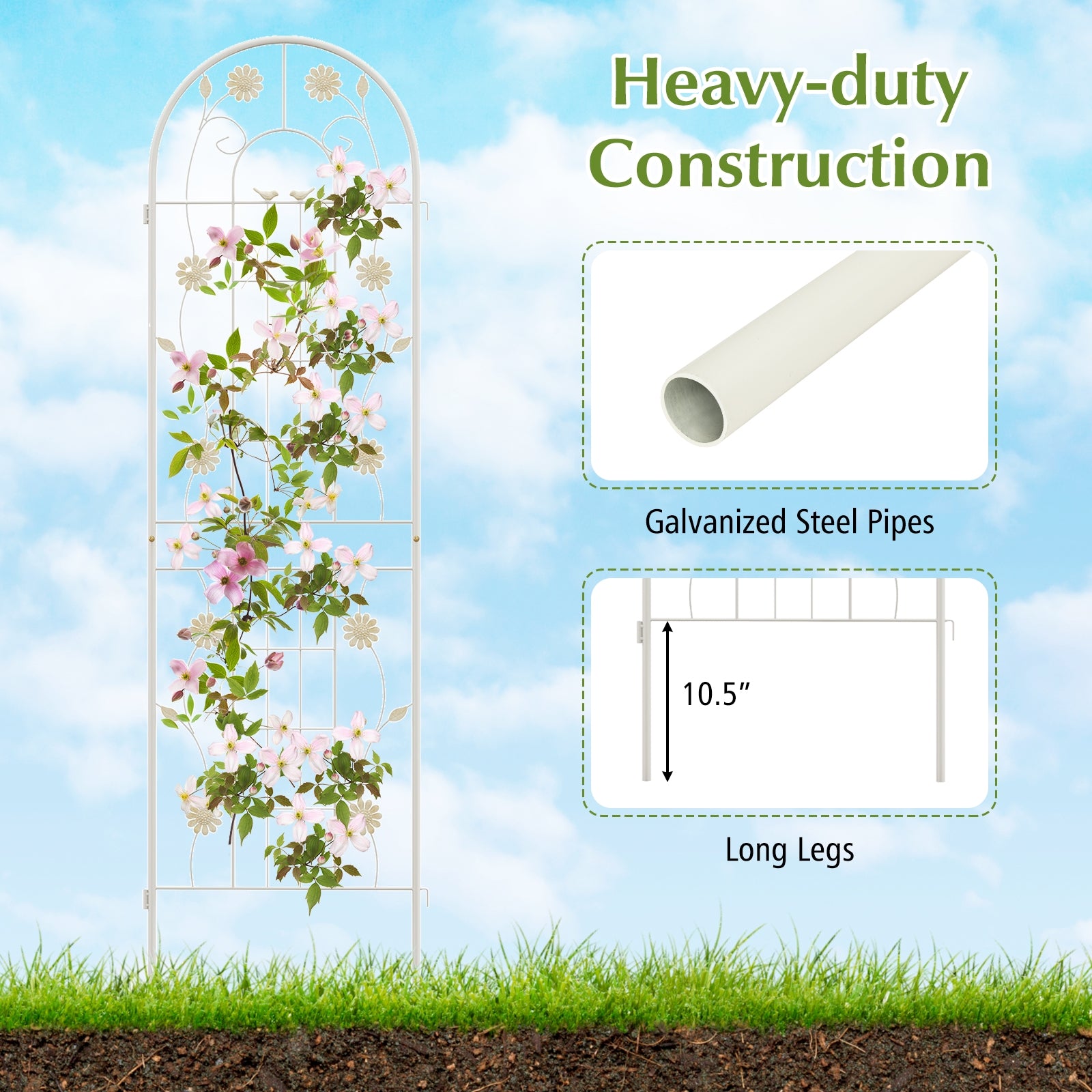 4 Pack 71 x 20 Inches Metal Garden Trellis for Climbing Plants, White Decorative Fencing & Flooring at Gallery Canada