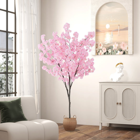6.5 FT Tall Artificial Cherry Blossom Tree with 900 Pink Flowers, Pink Faux Plants Pink at Gallery Canada