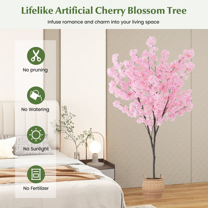 6.5 FT Tall Artificial Cherry Blossom Tree with 900 Pink Flowers, Pink Faux Plants at Gallery Canada