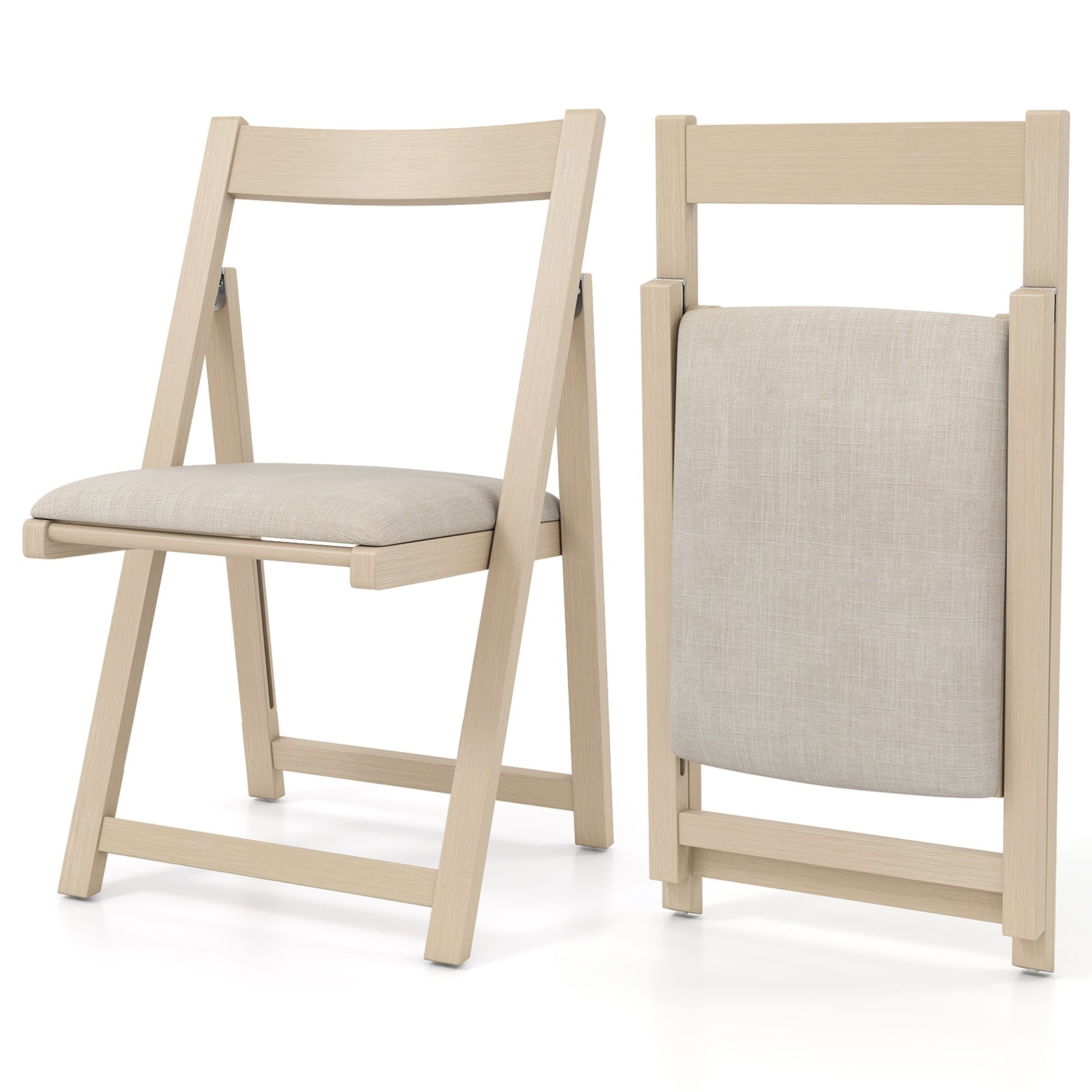Folding Upholstered Dining Chair Set of 4 with Curved Backrest, Beige Dining Chairs at Gallery Canada