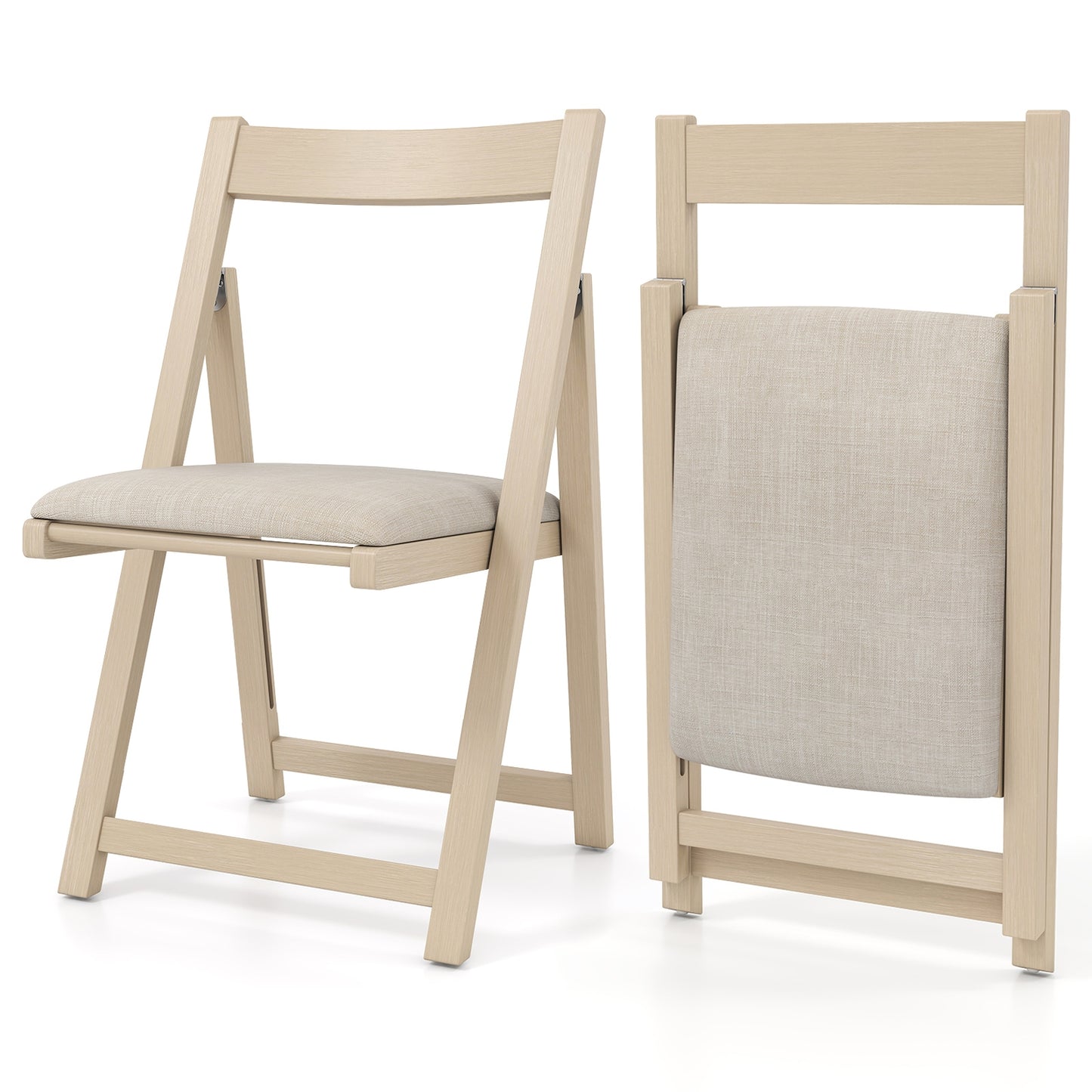Folding Upholstered Dining Chair Set of 4 with Curved Backrest, Beige Dining Chairs at Gallery Canada