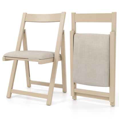 Folding Upholstered Dining Chair Set of 4 with Curved Backrest, Beige Dining Chairs at Gallery Canada