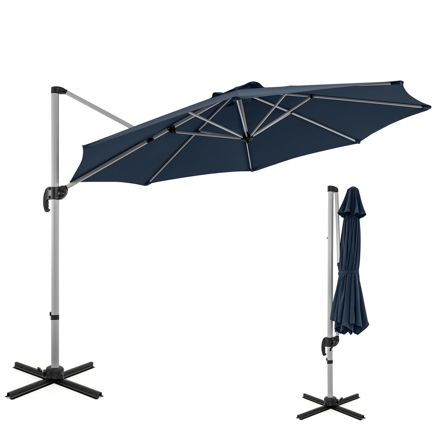 11 FT Outdoor Patio Umbrella, 360 Rotation Adjustable Tilt, Navy Outdoor Umbrellas Navy at Gallery Canada