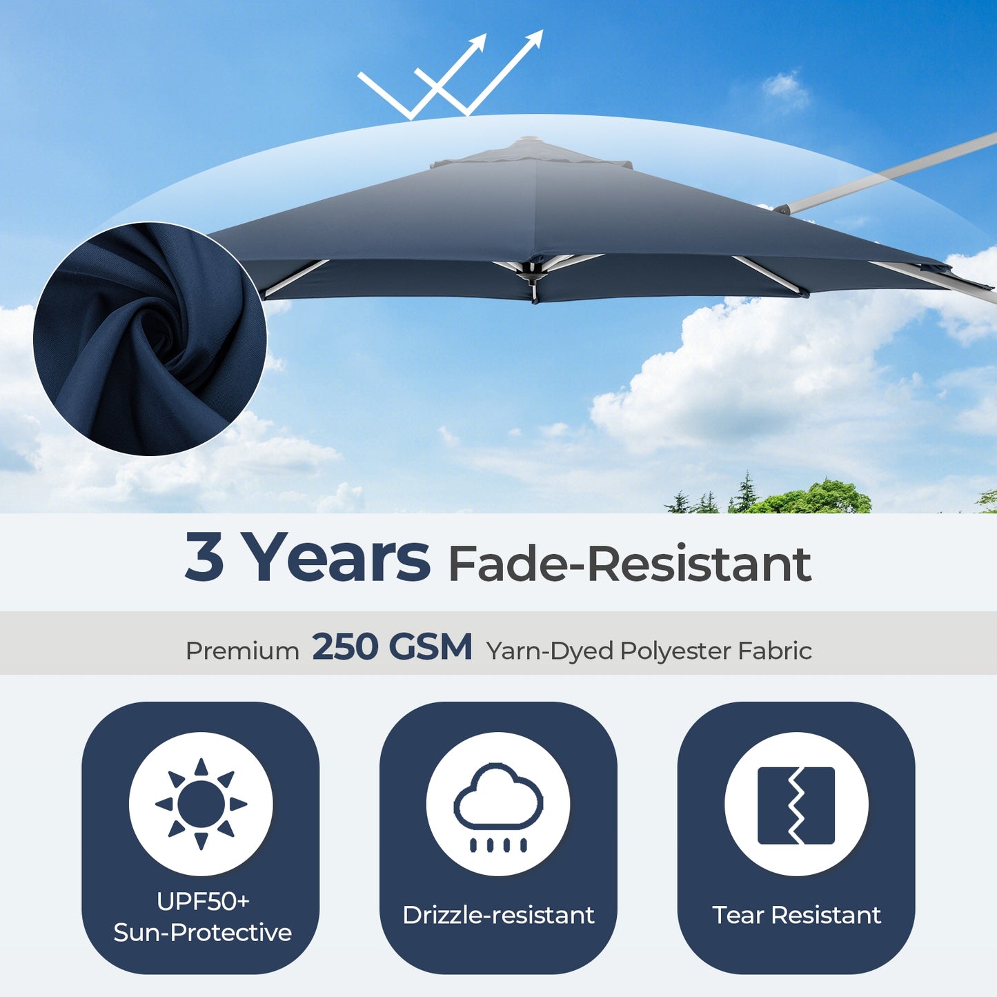 11 FT Outdoor Patio Umbrella with 360° Rotation and Adjustable Tilt, Navy Outdoor Umbrellas at Gallery Canada