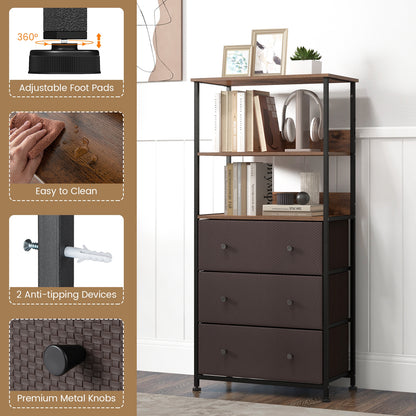 Chest of Fabric Drawer with 3 Folding Fabric Drawers and Anti-tipping Devices, Brown Cabinets & Chests at Gallery Canada