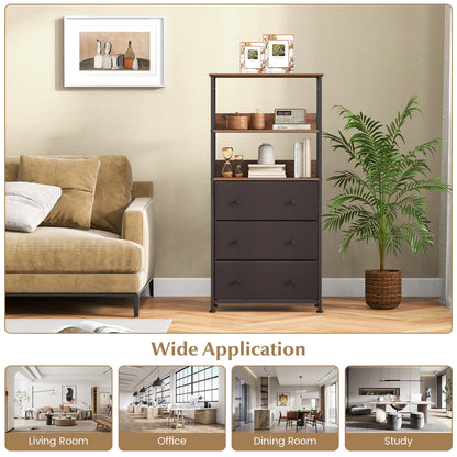 Chest of Fabric Drawer with 3 Folding Fabric Drawers and Anti-tipping Devices, Brown Cabinets & Chests at Gallery Canada