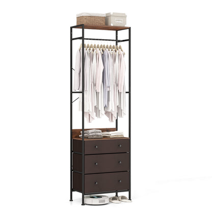 Freestanding Closet Organizer with 3-position Hanging Rod and Storage Shelves, Brown Cabinets & Chests at Gallery Canada