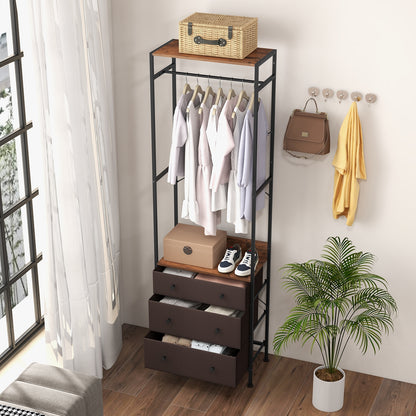 Freestanding Closet Organizer with 3-position Hanging Rod and Storage Shelves, Brown Cabinets & Chests at Gallery Canada