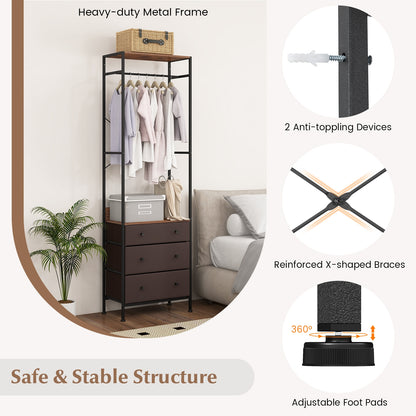 Freestanding Closet Organizer with 3-position Hanging Rod and Storage Shelves, Brown Cabinets & Chests at Gallery Canada