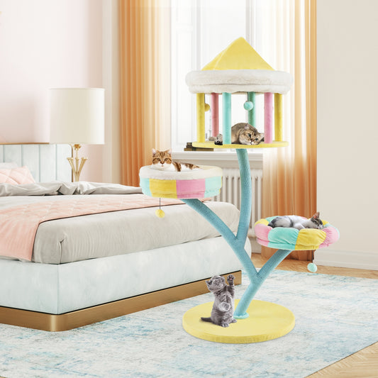 Multi-Layer Cat Tree with 2 Removable Perches Scratching Posts, Color Cat Trees Condos & Scratchers Multi-Colour at Gallery Canada