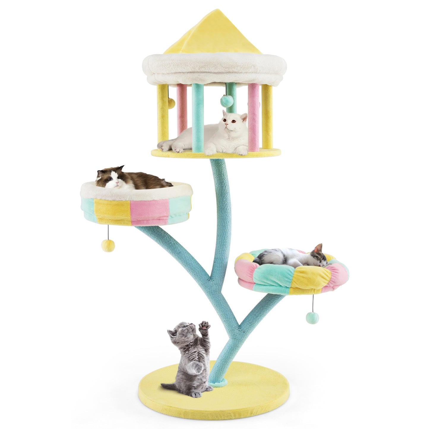 Multi-Layer Cat Tree with 2 Removable Perches Scratching Posts, Color Cat Trees Condos & Scratchers at Gallery Canada
