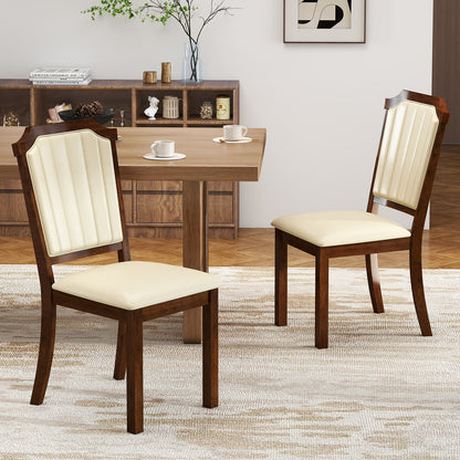 Dining Chair Set of 2 with PU Leather and Rubber Wood Frame, Brown Dining Chairs at Gallery Canada
