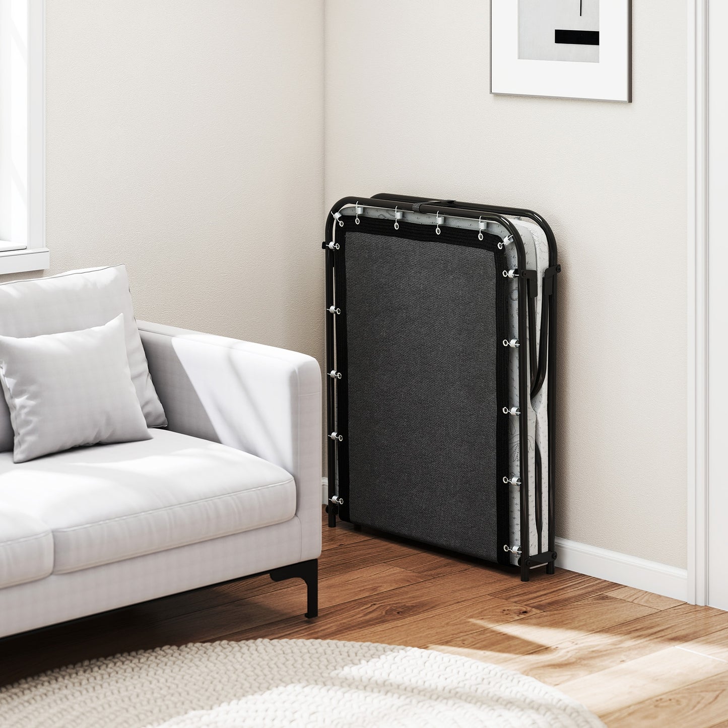 75 x 31 Inch Folding Bed with Mattress Cot Size with Memory Foam, White Folding Beds at Gallery Canada