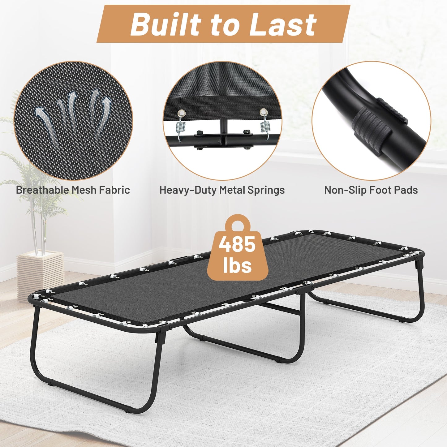 75 x 31 Inch Folding Bed with Mattress Cot Size with Memory Foam, White Folding Beds at Gallery Canada