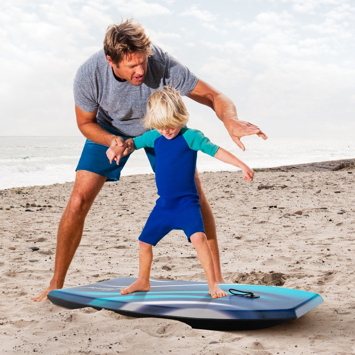 33/37/41 Inches Lightweight Body Board, EPS Core XPE Deck HDPE Bottom, Blue Surfing at Gallery Canada