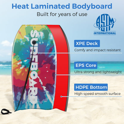 33/37/41 Inch Lightweight Body Board, EPS Core XPE Deck HDPE Bottom, Multicolor Surfing at Gallery Canada