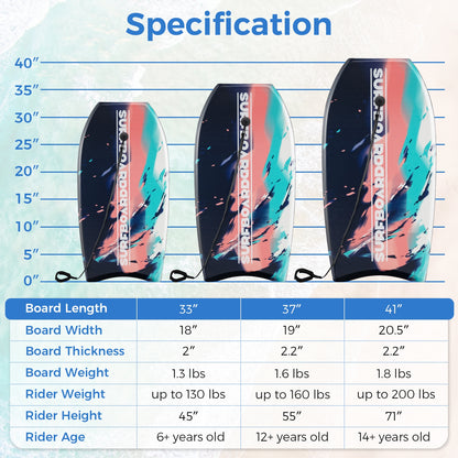 33/37/41 Inches Lightweight Body Board, EPS Core, Multicolor2-M Surfing at Gallery Canada