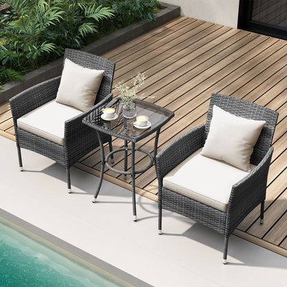3-Piece Patio Set, Cushioned Chairs, Tempered Glass Table, White Patio Conversation Sets at Gallery Canada