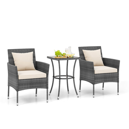 3-Piece Patio Set, Cushioned Chairs, Tempered Glass Table, White Patio Conversation Sets at Gallery Canada