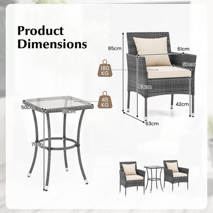 3-Piece Patio Set, Cushioned Chairs, Tempered Glass Table, White Patio Conversation Sets at Gallery Canada