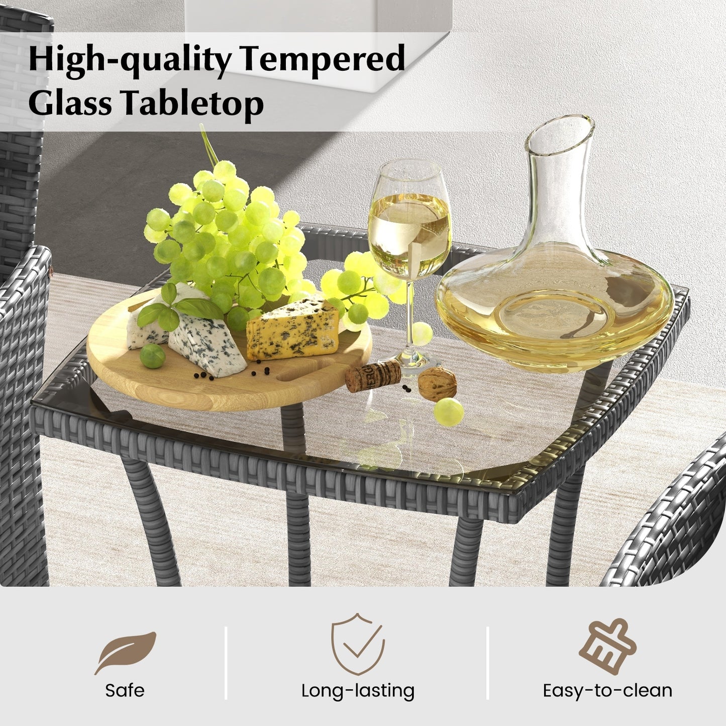 3-Piece Patio Set, Cushioned Chairs, Tempered Glass Table, White Patio Conversation Sets at Gallery Canada