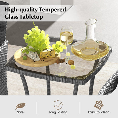 3-Piece Patio Set, Cushioned Chairs, Tempered Glass Table, White Patio Conversation Sets at Gallery Canada