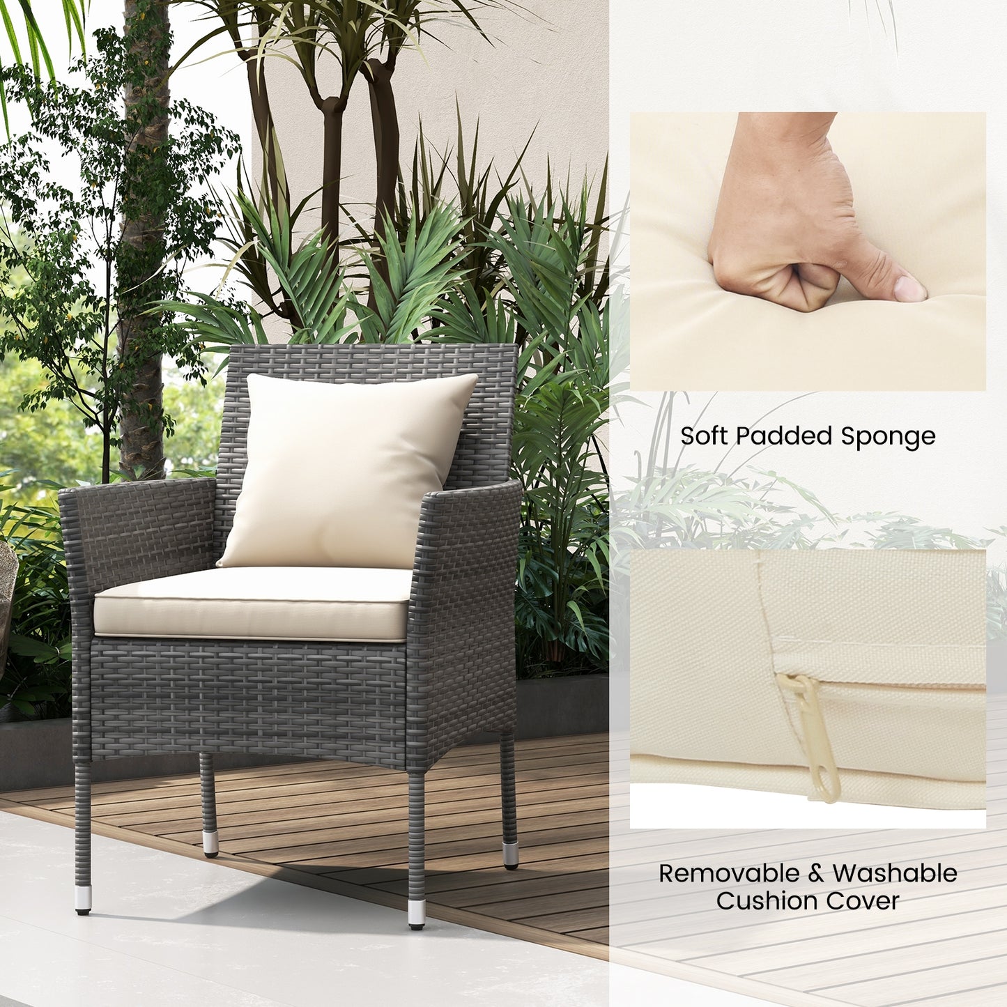 3-Piece Patio Set, Cushioned Chairs, Tempered Glass Table, White Patio Conversation Sets at Gallery Canada